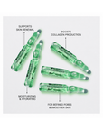 Benefits infographic for Janssen Cosmetics Refining Retinol Fluid Ampoules highlighting refined skin texture and smoother-looking skin.