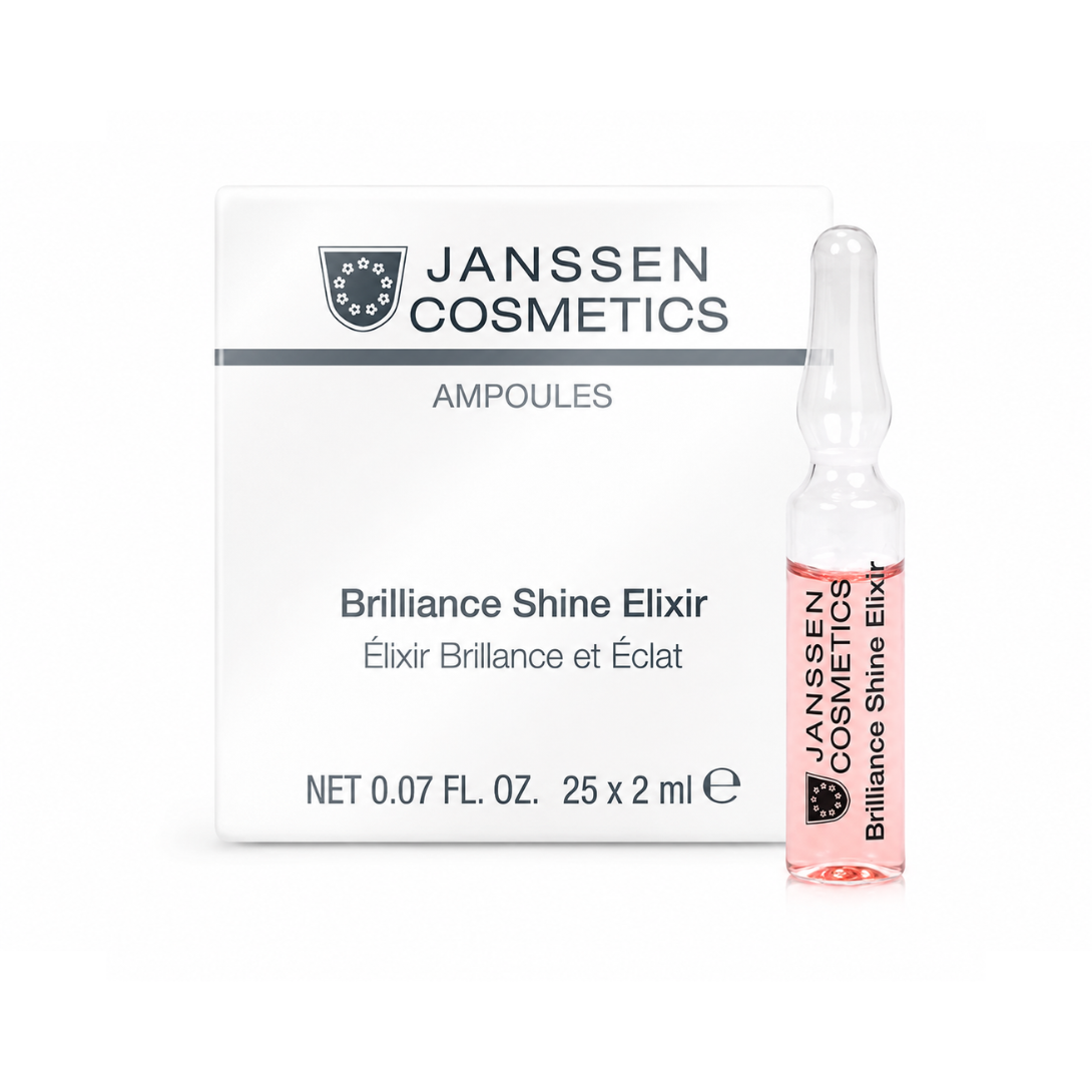 Janssen Cosmetics Brilliance Shine Elixir ampoules on a white background