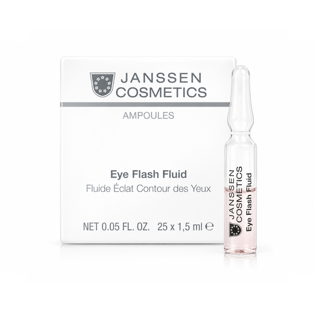 Janssen Cosmetics Eye Flash Fluid packaging with ampoule on a white background