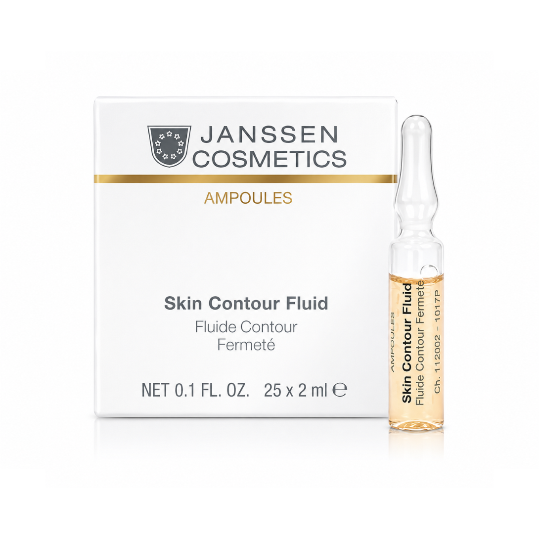 Janssen Cosmetics Skin Contour Fluid packaging with ampoule on a white background