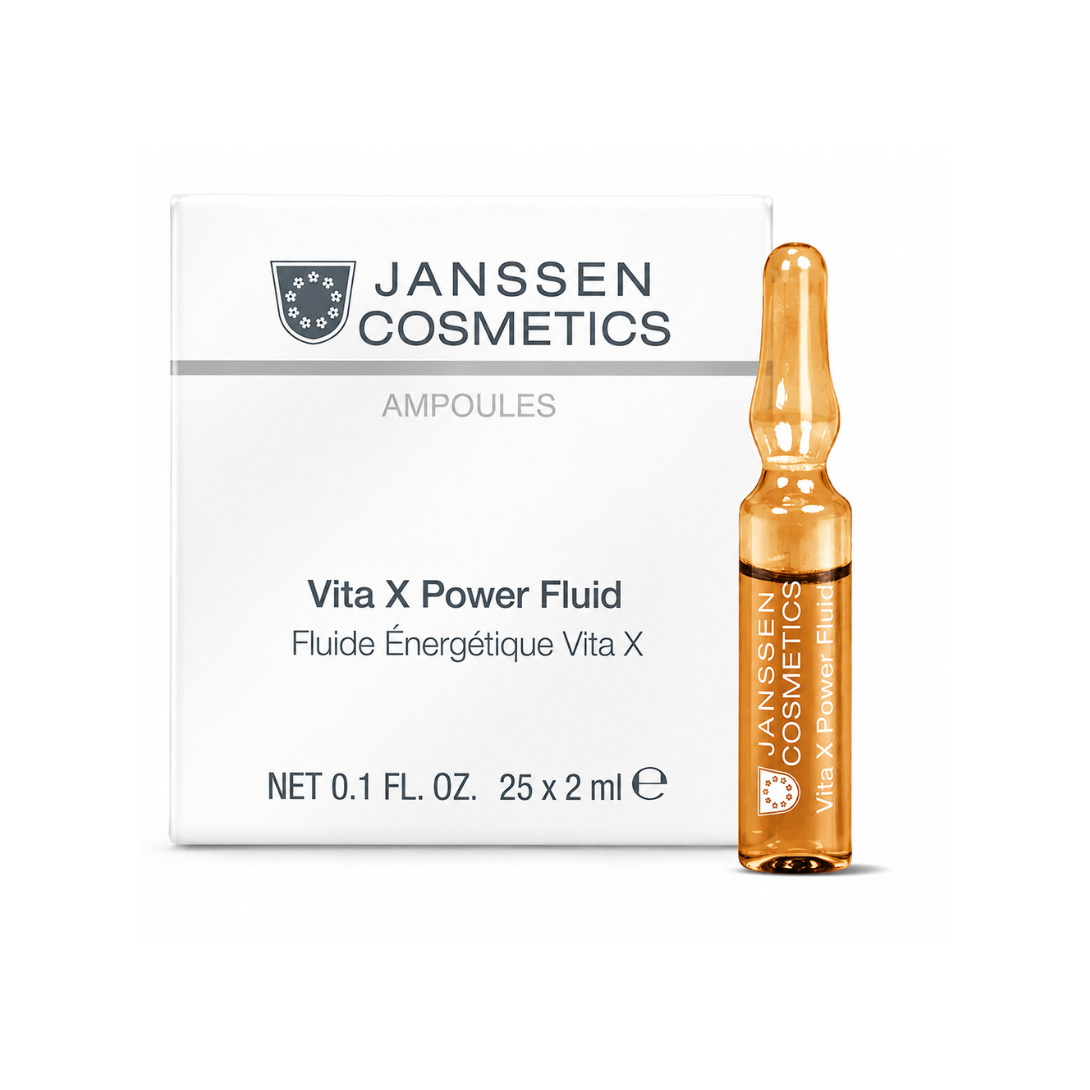Janssen Cosmetics Vita X Power Fluid ampoule packaging on a white background