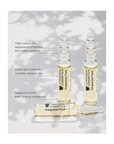 Benefits infographic for Janssen Cosmetics Couperose Fluid Ampoules highlighting soothed skin and reduced appearance of redness.