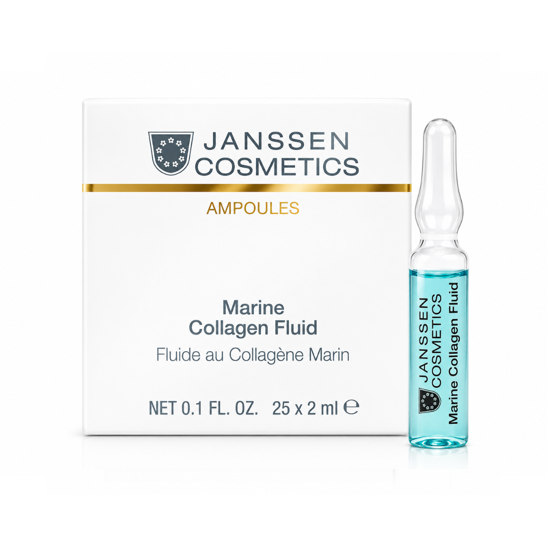 Janssen Cosmetics Marine Collagen Fluid Ampoules product packaging on a white background.