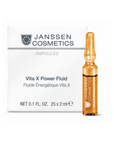Janssen Cosmetics Vita X Power Fluid Ampoules product packaging on a white background.